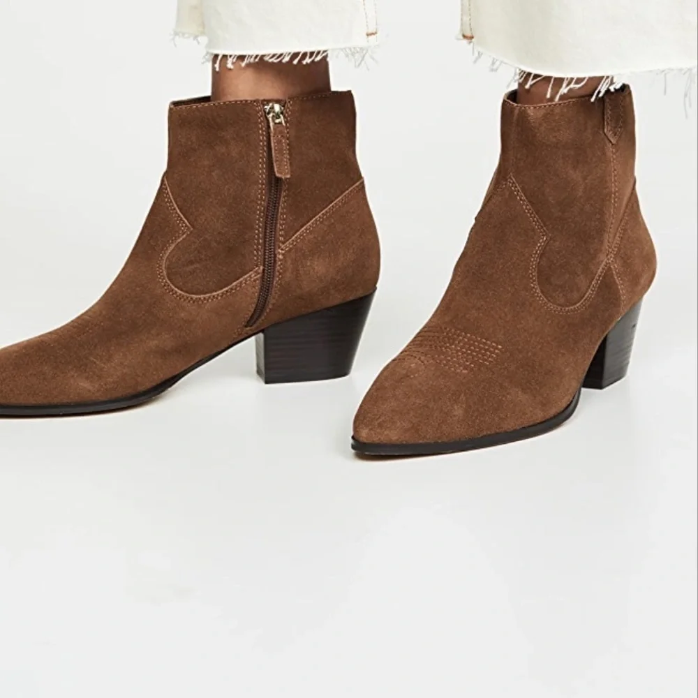 Villa Rouge Brown Suede Western Ankle Boots 6.5